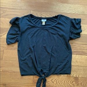 Ruffled sleeve tee shirt